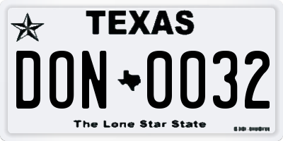 TX license plate DON0032
