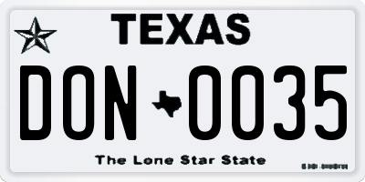 TX license plate DON0035