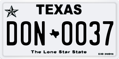 TX license plate DON0037