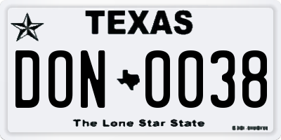 TX license plate DON0038