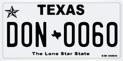 TX license plate DON0060