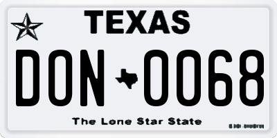 TX license plate DON0068