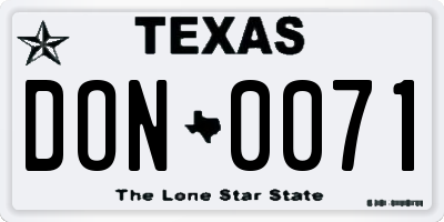 TX license plate DON0071