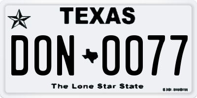 TX license plate DON0077