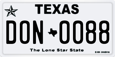 TX license plate DON0088