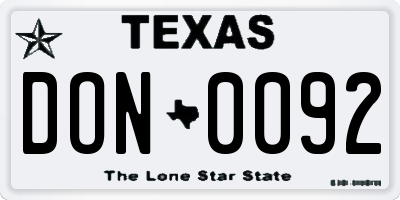 TX license plate DON0092