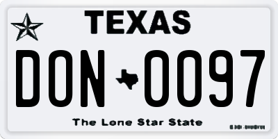 TX license plate DON0097