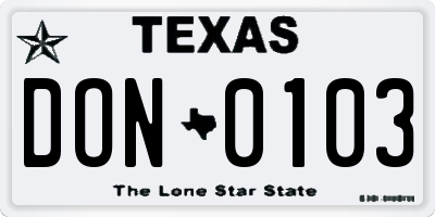 TX license plate DON0103