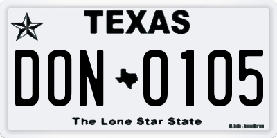 TX license plate DON0105