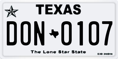 TX license plate DON0107