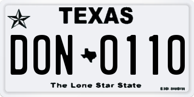 TX license plate DON0110