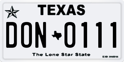 TX license plate DON0111
