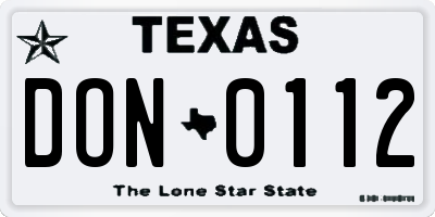 TX license plate DON0112
