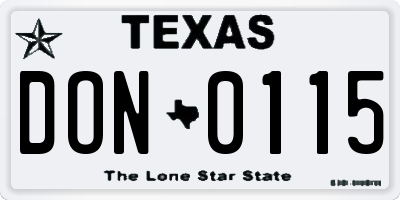 TX license plate DON0115