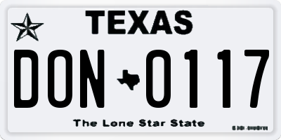TX license plate DON0117