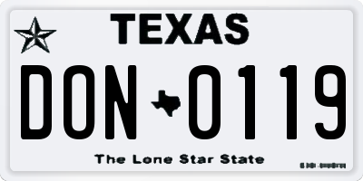 TX license plate DON0119