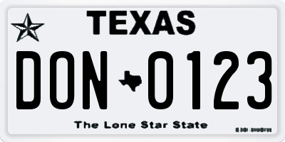 TX license plate DON0123
