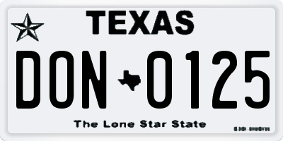 TX license plate DON0125