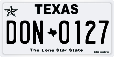 TX license plate DON0127