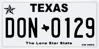 TX license plate DON0129