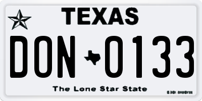TX license plate DON0133