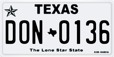TX license plate DON0136