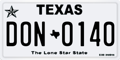 TX license plate DON0140