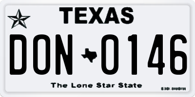 TX license plate DON0146