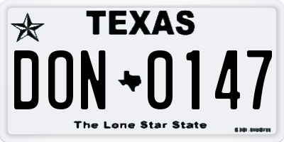 TX license plate DON0147