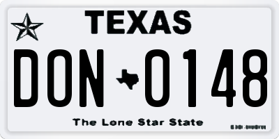 TX license plate DON0148