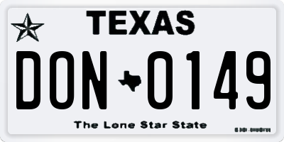 TX license plate DON0149