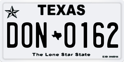 TX license plate DON0162