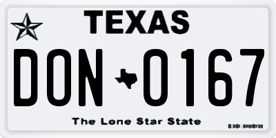 TX license plate DON0167