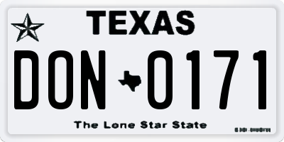 TX license plate DON0171