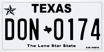TX license plate DON0174