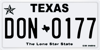 TX license plate DON0177