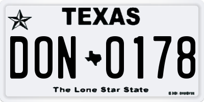 TX license plate DON0178