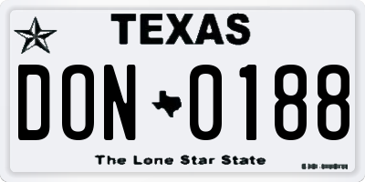 TX license plate DON0188