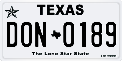 TX license plate DON0189