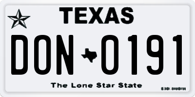 TX license plate DON0191