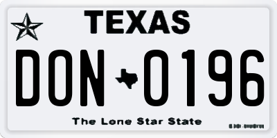 TX license plate DON0196