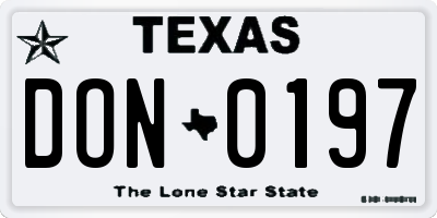 TX license plate DON0197