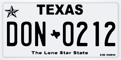 TX license plate DON0212