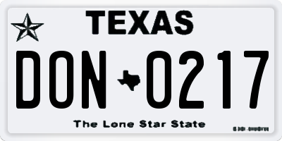 TX license plate DON0217