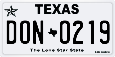 TX license plate DON0219