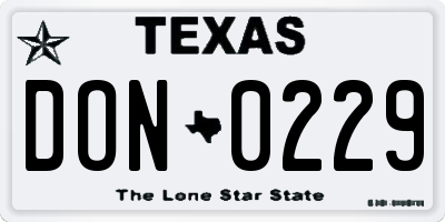 TX license plate DON0229