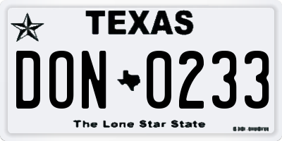 TX license plate DON0233