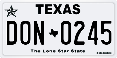TX license plate DON0245