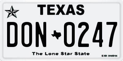 TX license plate DON0247