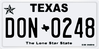 TX license plate DON0248